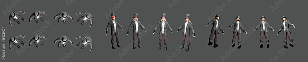 3d man set render for differnet angles for vfx, animation movie and video game projects 3d man set render for differnet angles for vfx, animation movie and video game projects