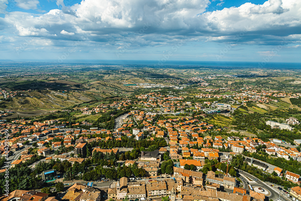 Aerial view of Valdragone, San Marino.