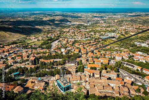 San Marino aerial lift descending from Monte Titano.