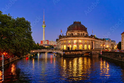 Bode Museum at night, Museum Island, UNESCO World Heritage Site, Berlin Mitte district, Berlin, Germany