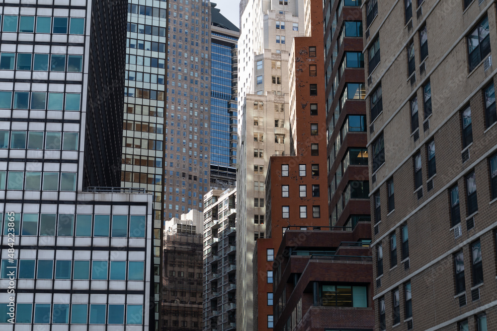 Variety of Buildings and Skyscrapers in Lower Manhattan of New York City