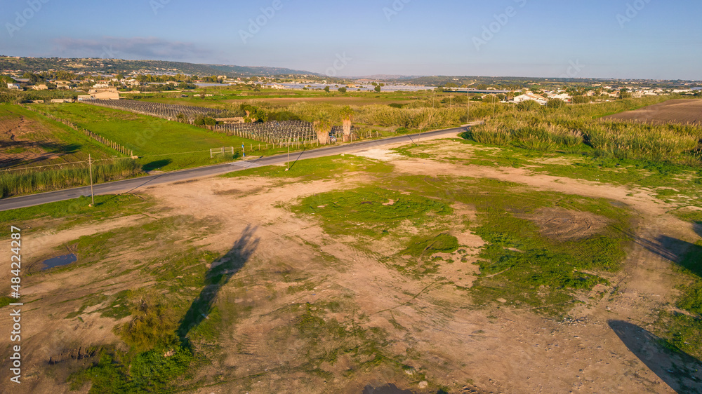 Aerial View of Marina di Ragusa at Sunset, Sicily, Italy, Europe Aerial View of Marina di Ragusa at Sunset, Sicily, Italy, Europe