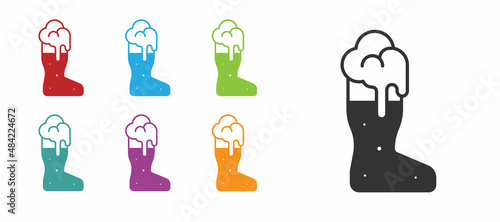 Black Boot beer glass icon isolated on white background. Set icons colorful. Vector