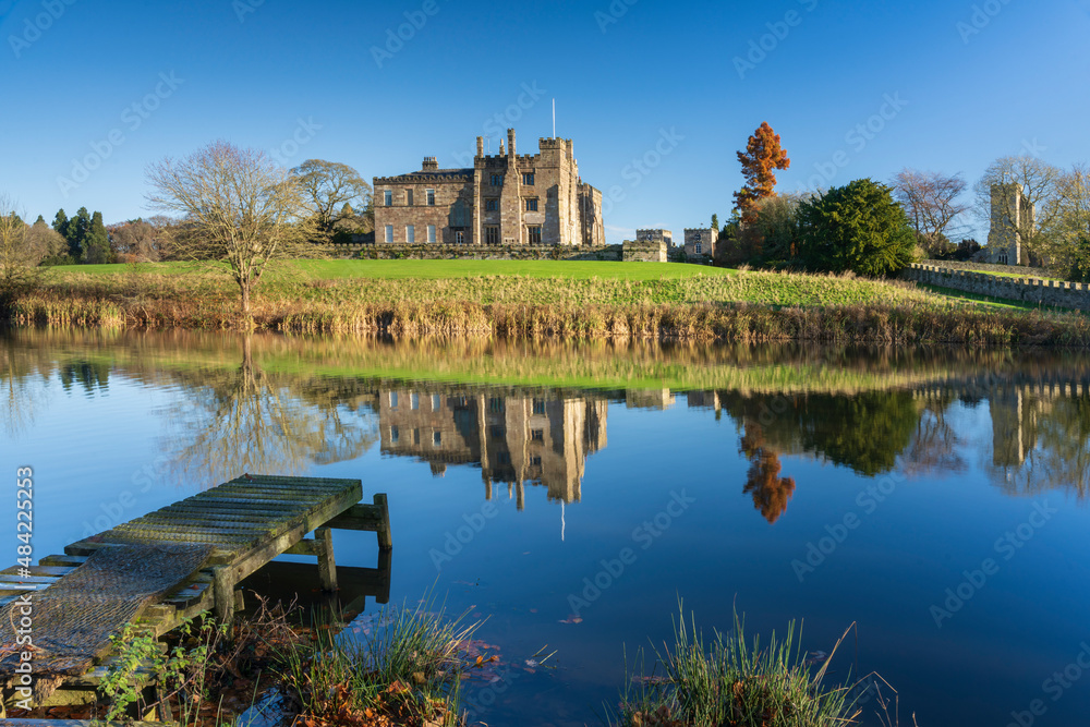 Ripley Caste reflected on the still water of the Lake, Nidderdale, The Yorkshire Dales National Park, Yorkshire, England Ripley Caste reflected on the still water of the Lake, Nidderdale, The Yorkshire Dales National Park, Yorkshire, England