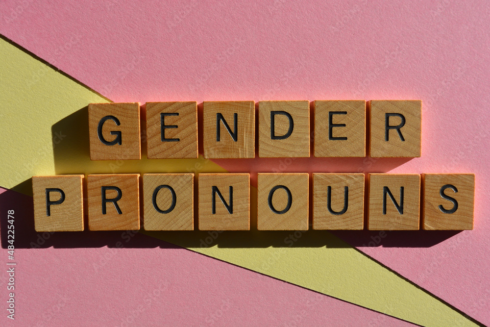 Gender pronouns, phrase as banner headline Gender pronouns, phrase as banner headline