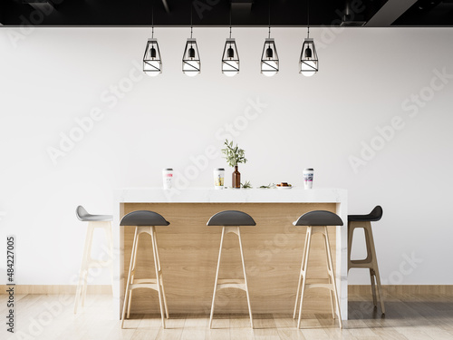 Interior Cafe Wall Mockup - 3d Rendering, 3d Illustration  © JP_3D