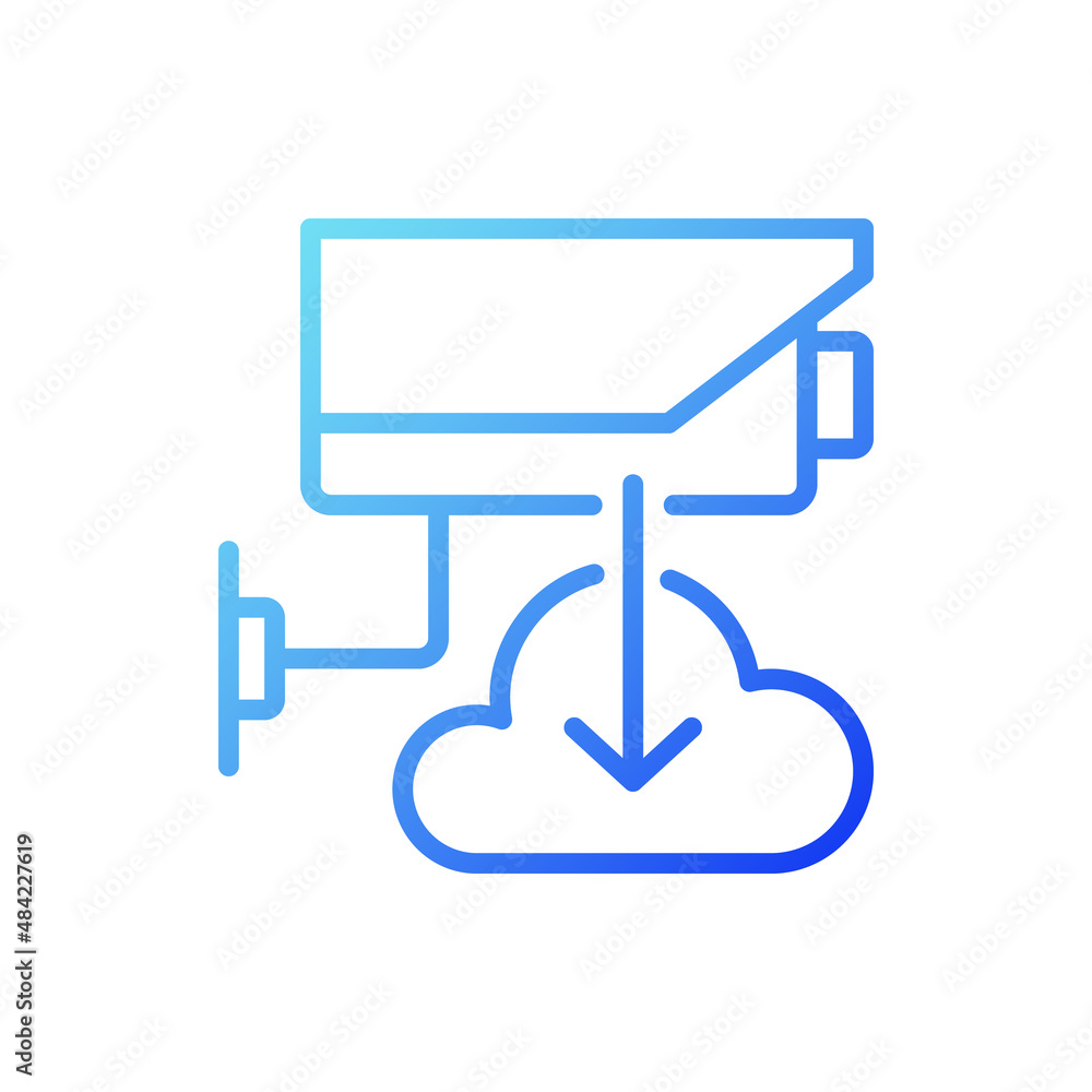 CCTV and phone connection gradient linear vector icon. Wireless access to security camera recording. Thin line color symbol. Modern style pictogram. Vector isolated outline drawing CCTV and phone connection gradient linear vector icon. Wireless access to security camera recording. Thin line color symbol. Modern style pictogram. Vector isolated outline drawing