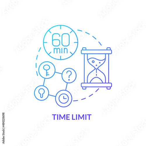 Time limit blue gradient concept icon. Escape room characteristic abstract idea thin line illustration. Motivating factor. Sixty minute deadline. Isolated outline drawing. Myriad Pro-Bold font used