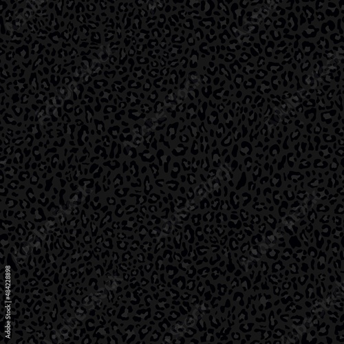 
Leopard vector seamless print, black background, modern trendy design for textile.