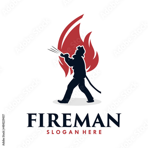 Fire Man and fire Logo Design template