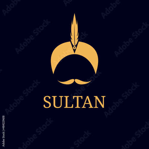 turban hat with feather logo design