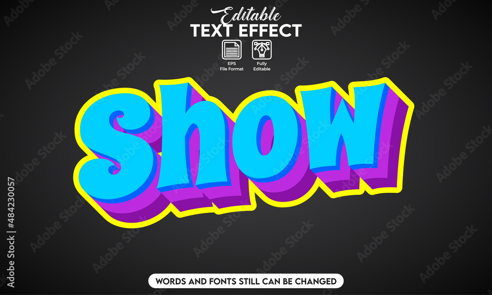 Editable text effect show