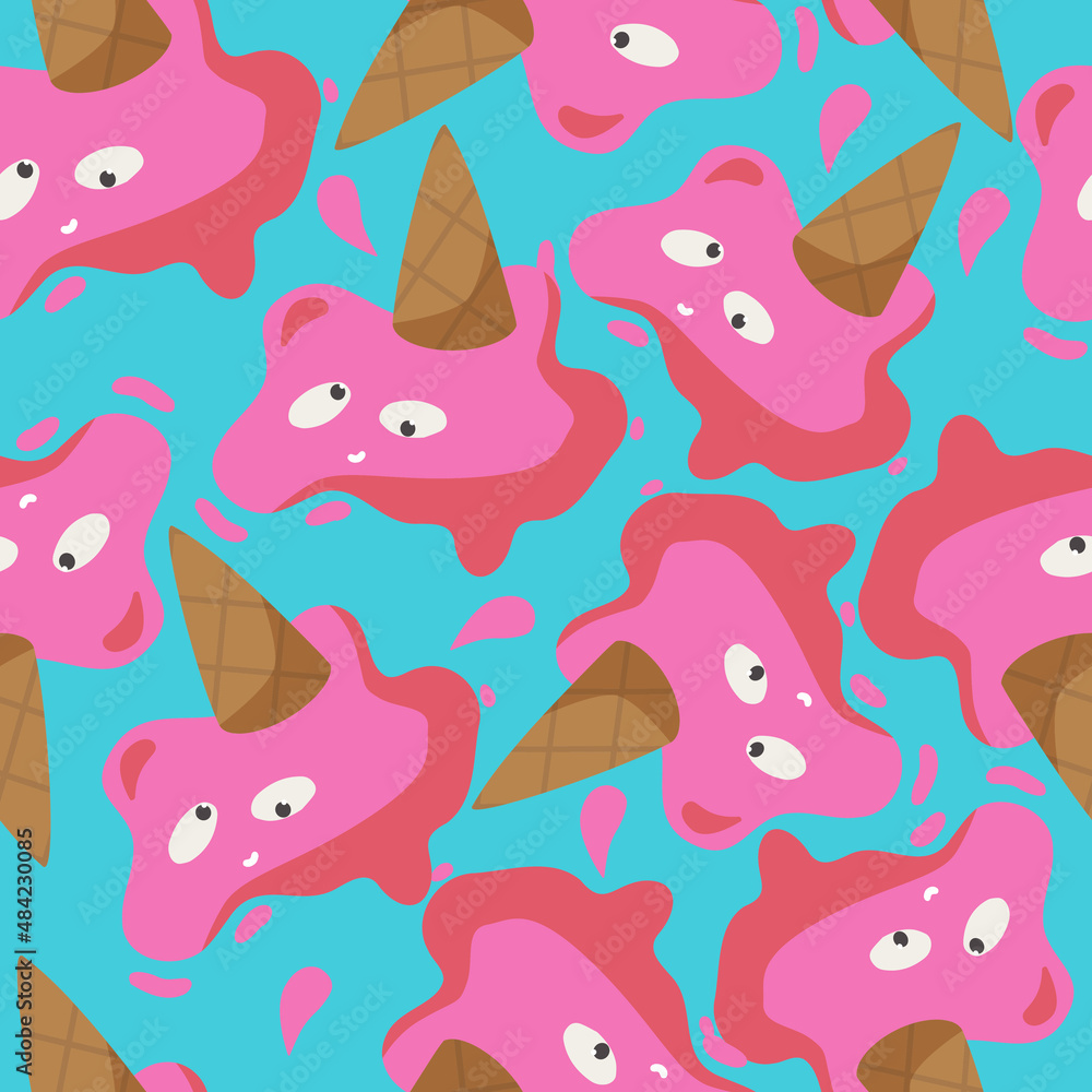 Seamless pattern with ice cream in bright colors.