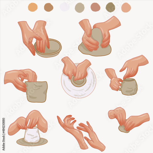 Soft set of hands with pottery clay.