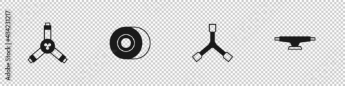 Set Skateboard Y-tool, wheel, and icon. Vector