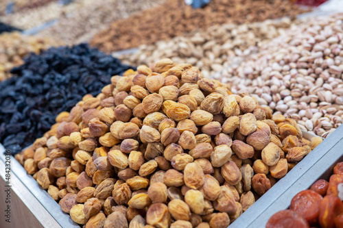 Dried fruits and nuts on lo...