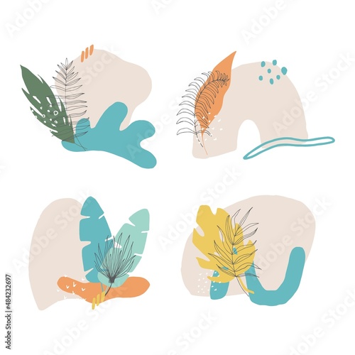 Hand drawn abstract organic shapes. Brush design for cover, banner background, social post and stories decoration, print, wallpaper. Vecor hand drawn elements and strokes. modern contemporary style.