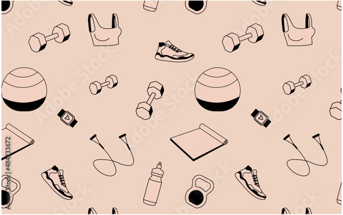  fitness elements seamless pattern