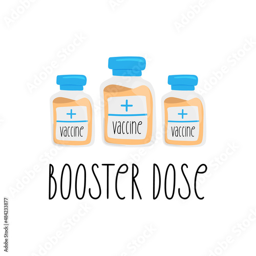 Picture of three vials of vaccine, booster dose