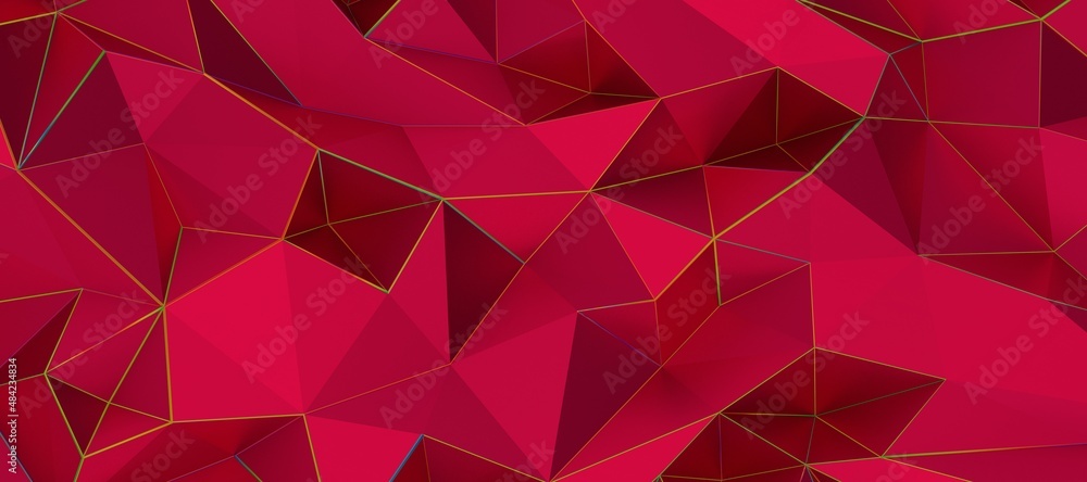 Low poly triangle posters, modern concept pink