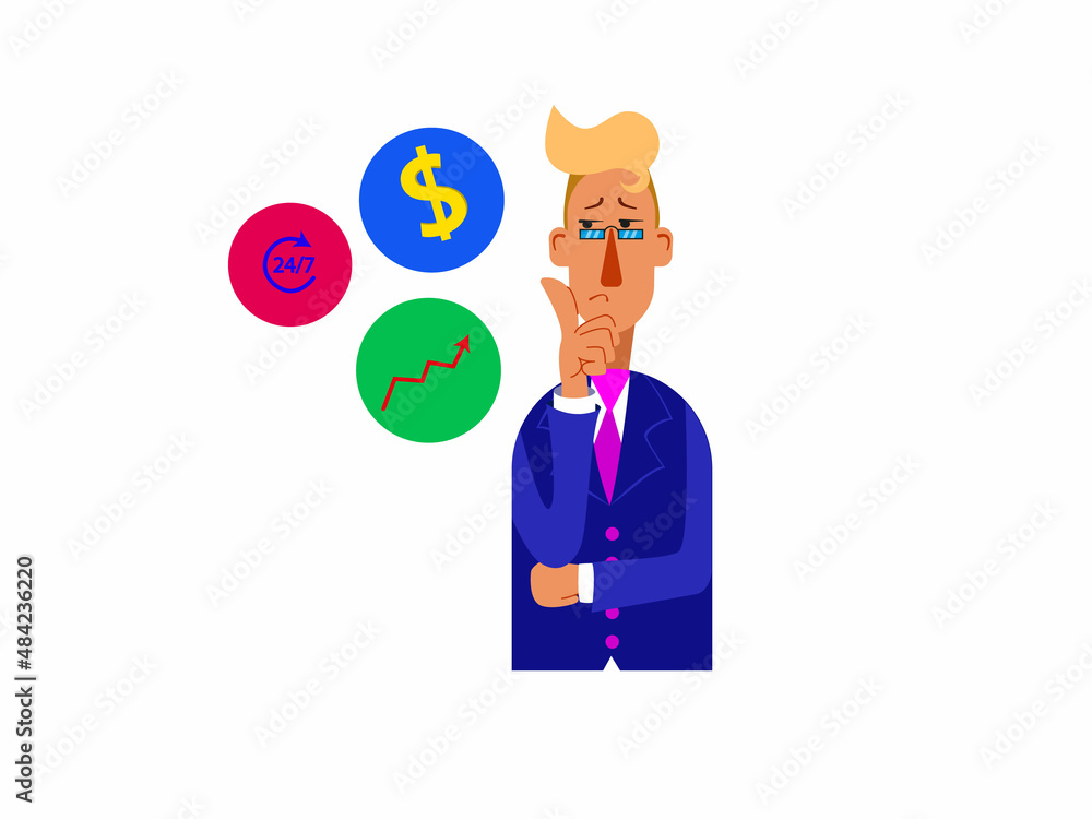 businessman thinking about strategy cartoon businessman thinking about strategy cartoon