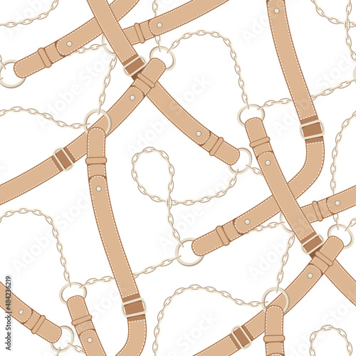 Belt Seamless Pattern on a White Background.