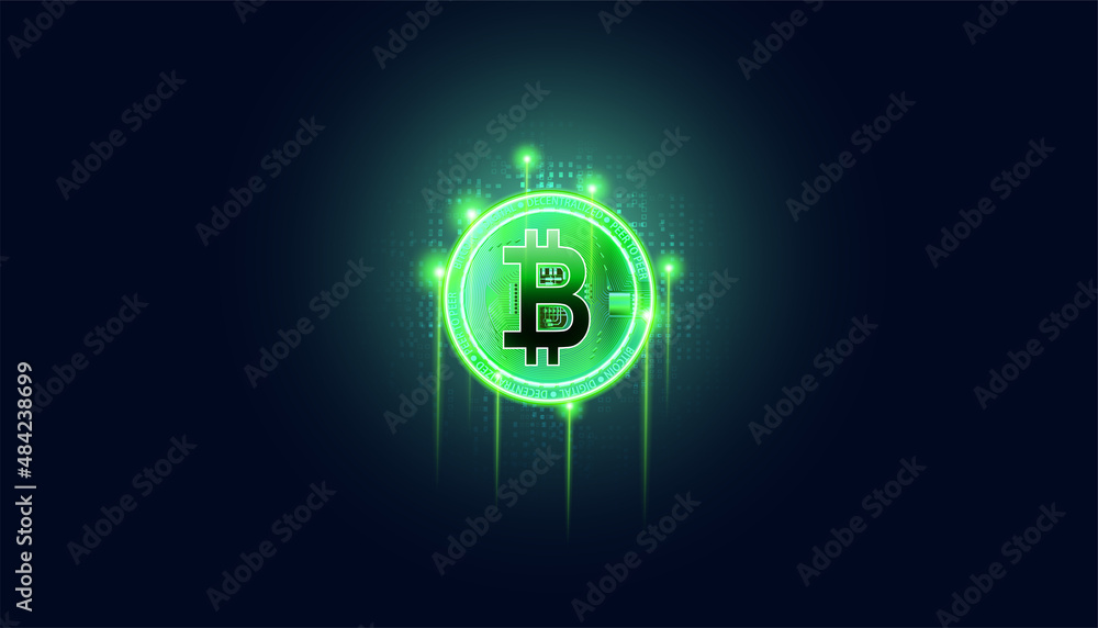 Bitcoin is in a uptrend image on the background, Decentralized Finance concept Bitcoin is in a uptrend image on the background, Decentralized Finance concept