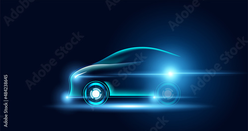 Abstract electric cars In the illustration, electric cars are powered by electric energy. Future energy