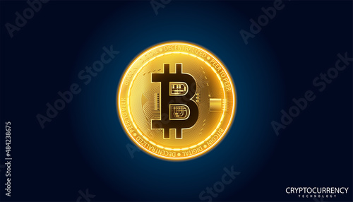 Bitcoin image on the background, Decentralized Finance concept