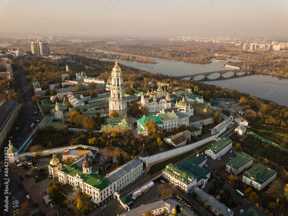 Aerial view of Kyiv Pechersk Lavra. A UNESCO world heritage site in Ukraine