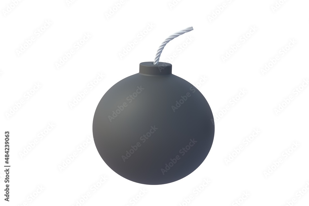 Round old bomb with fuze isolated on white background. 3d render Round old bomb with fuze isolated on white background. 3d render