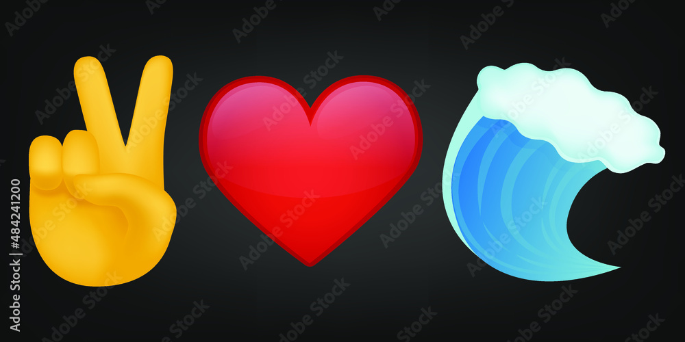 Peace Love and Waves Illustration Emoji Design. Motivational Quote ...