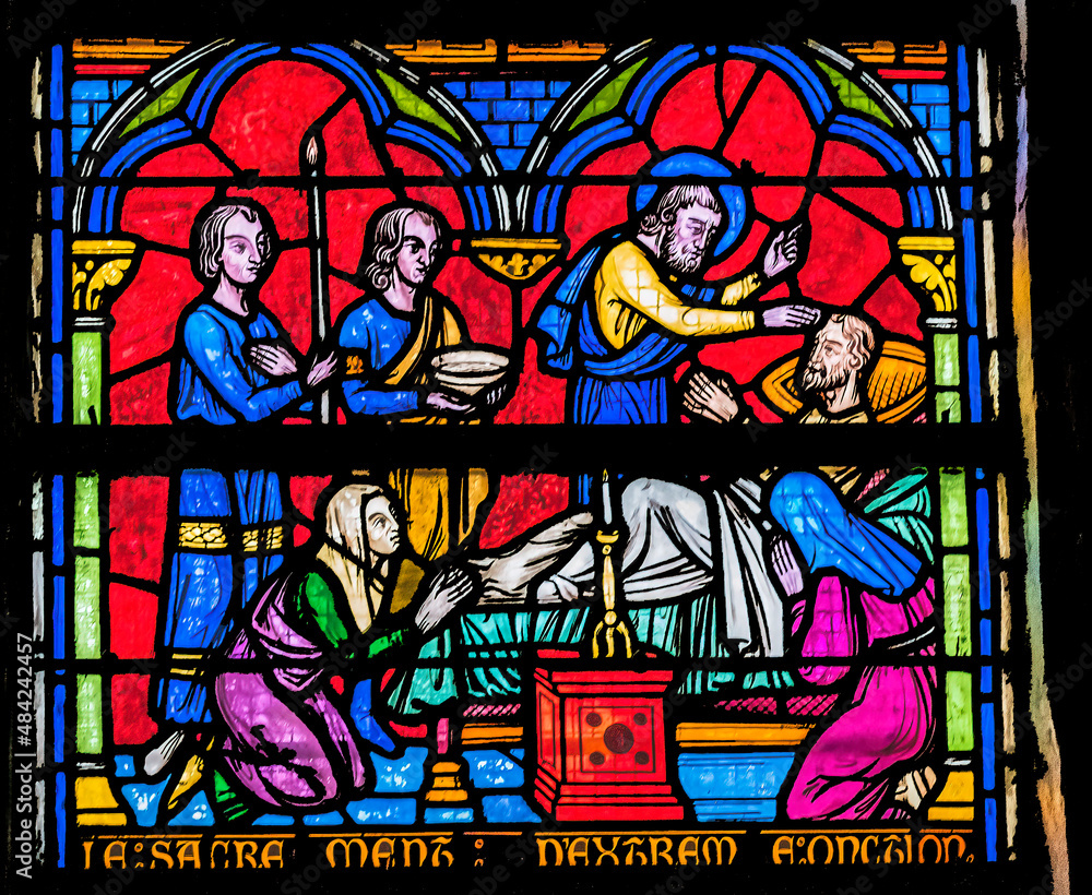 Healing Stained Glass Notre Dame Church St Marie Mont Normandy France