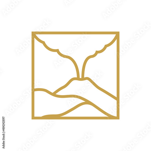 mountain vulcano hipster logo design, vector graphic symbol icon illustration creative idea