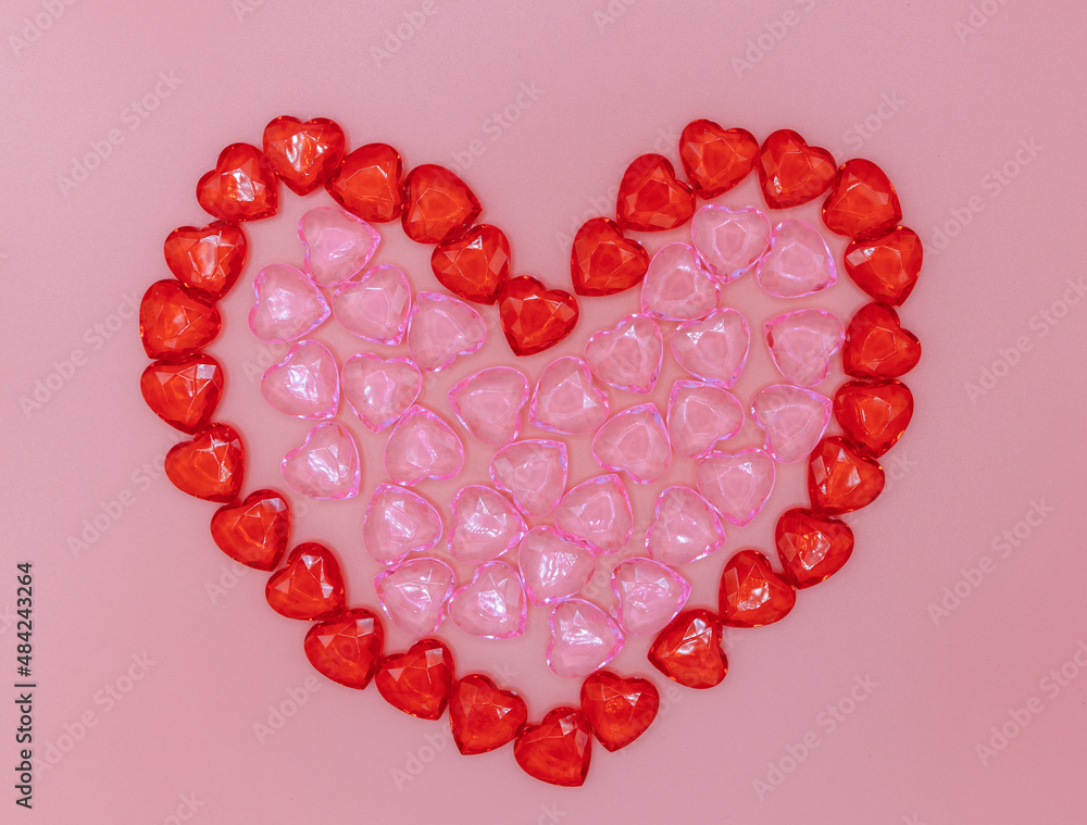 Pink and red shiny little hearts. Valentine's Day Background. Love concept. Pink and red shiny little hearts. Valentine's Day Background. Love concept.