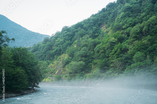 Obraz na płótnie Drone view View of the lake in the mountains w salonie