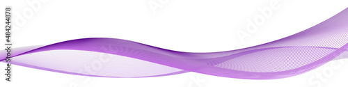 Abstract wave swirl swoosh. Purple flowing soundwave, disco synthwave design, twisted dynamic undulate lines. Isolated on white background, vector illustration