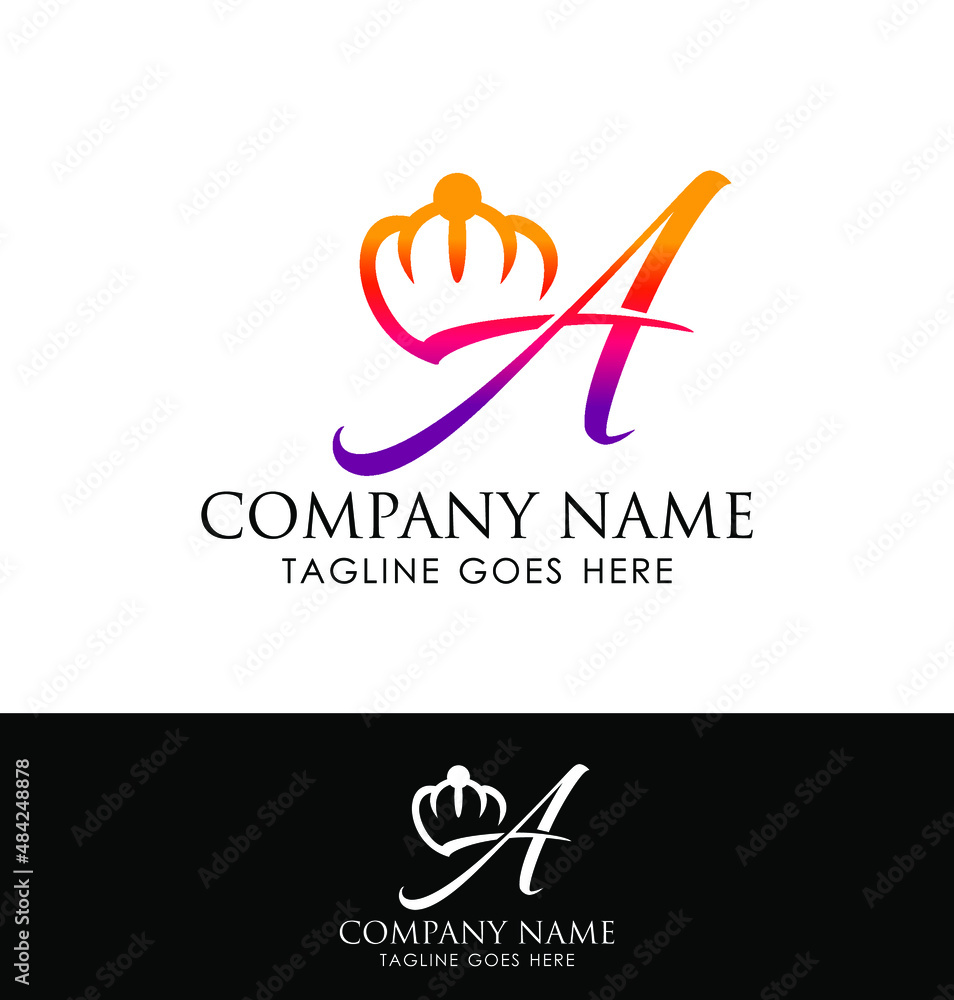 Crown Monogram Letter A vector Logo