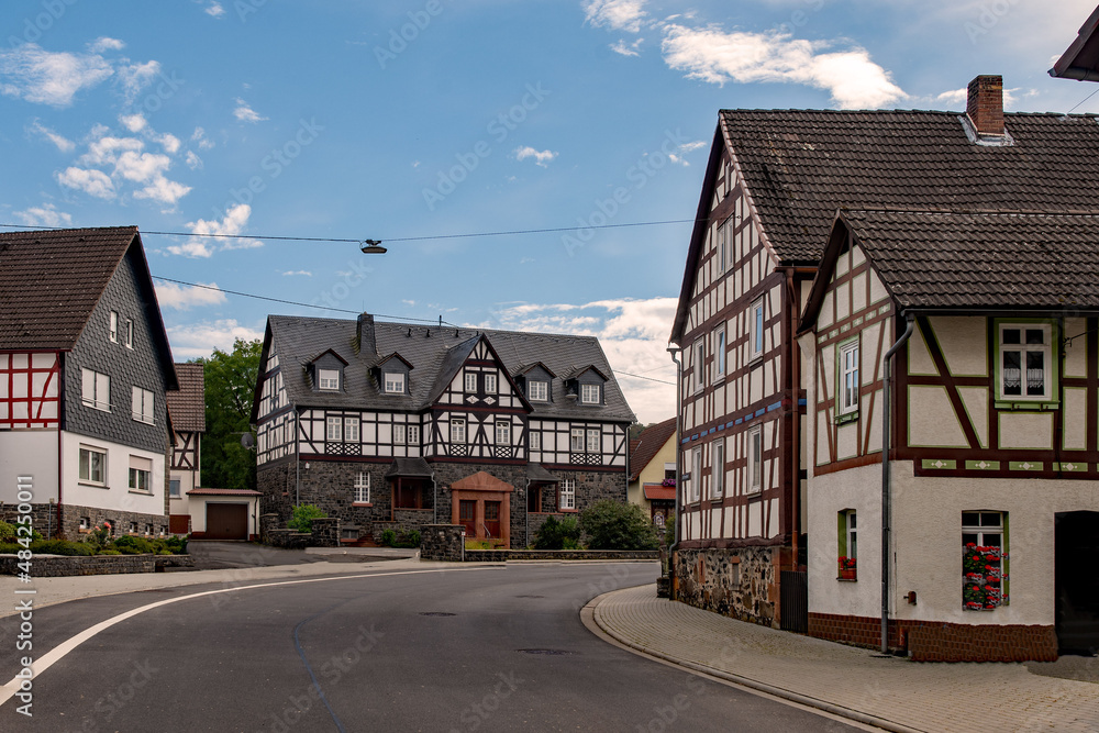 Fachwerkhäuser SchottenEichelsachsen in Hessen, Deutschland Stock