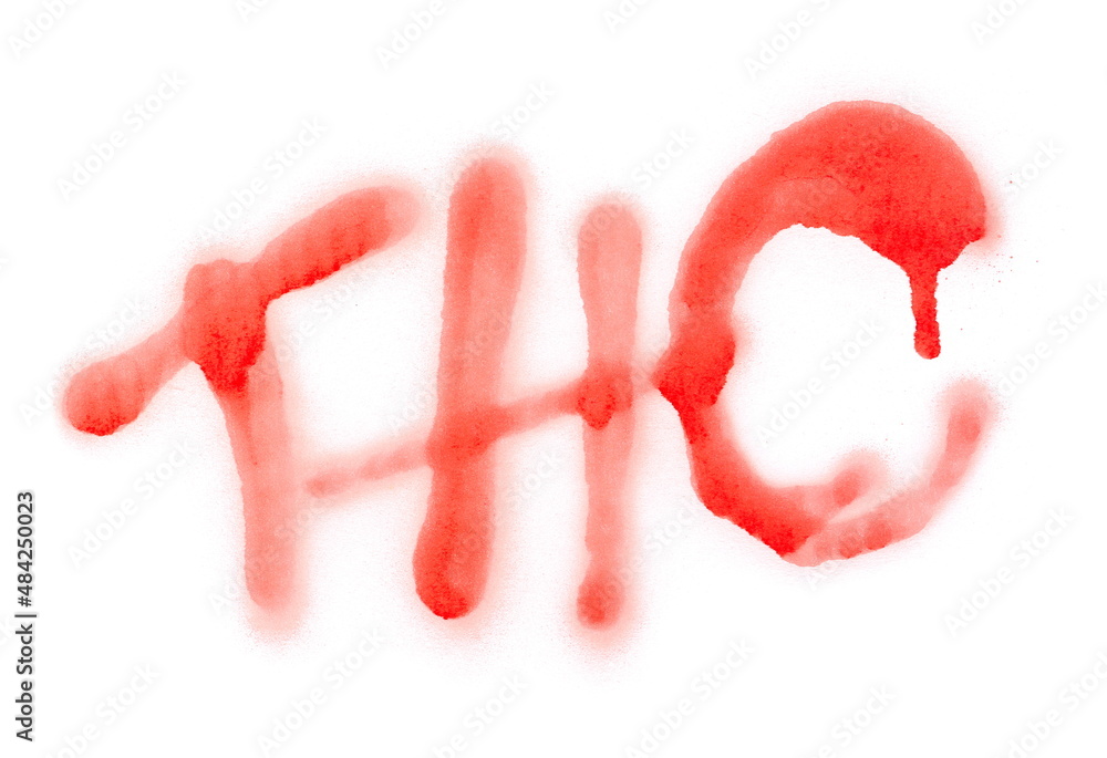 Black spray stain THC letter isolated on white, photo with clipping path Black spray stain THC letter isolated on white, photo with clipping path