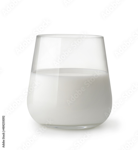 Front view of fresh milk in glass