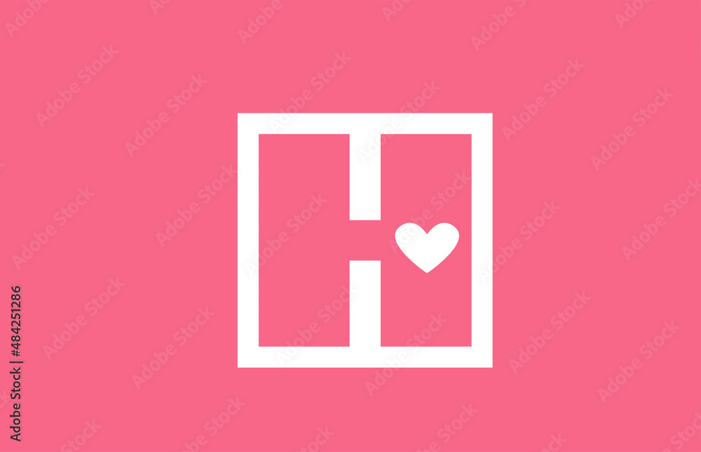 H love heart alphabet letter logo icon with pink color and line. Creative design for a dating site company or business H love heart alphabet letter logo icon with pink color and line. Creative design for a dating site company or business