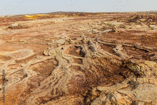 Desolate volcanic landscape of Dallol, Danakil depression, Ethiopia