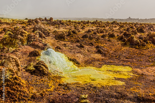 Bizzare Dallol volcanic landscape in the Danakil depression, Ethiopia.
