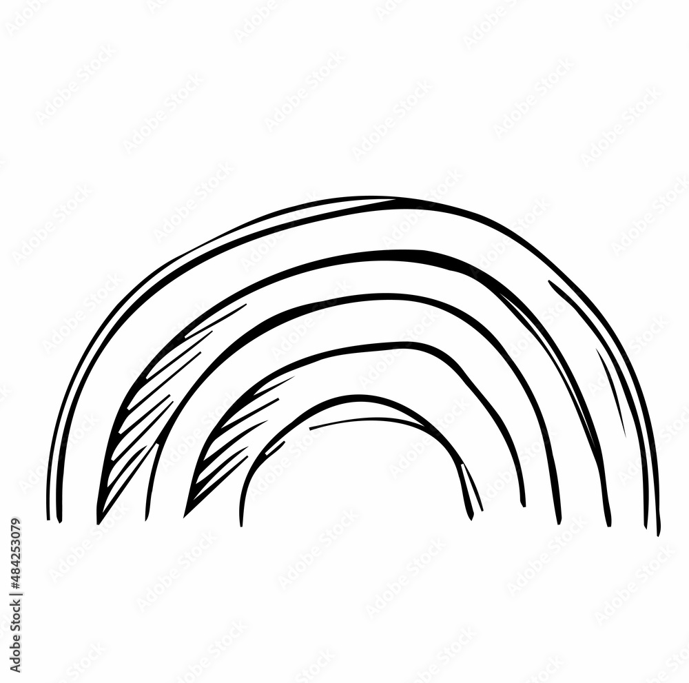 Abstract Rainbow Shapes. Hand drawn shape and doodle object. Abstract contemporary modern trendy vector in black. Design for card, print , logos, branding, mood boards, poster Abstract Rainbow Shapes. Hand drawn shape and doodle object. Abstract contemporary modern trendy vector in black. Design for card, print , logos, branding, mood boards, poster