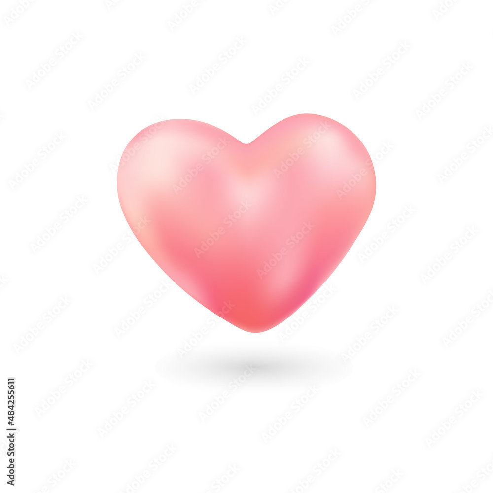 vector illustration of a realistic pink heart on a white isolated background. pink balloon 3d heart. volumetric figure of the heart, symbol of love, valentine's day, holiday decoration