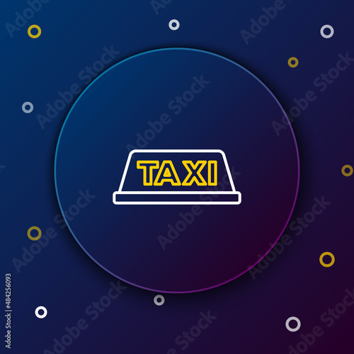 Line Taxi car roof icon isolated on blue background. Colorful outline concept. Vector