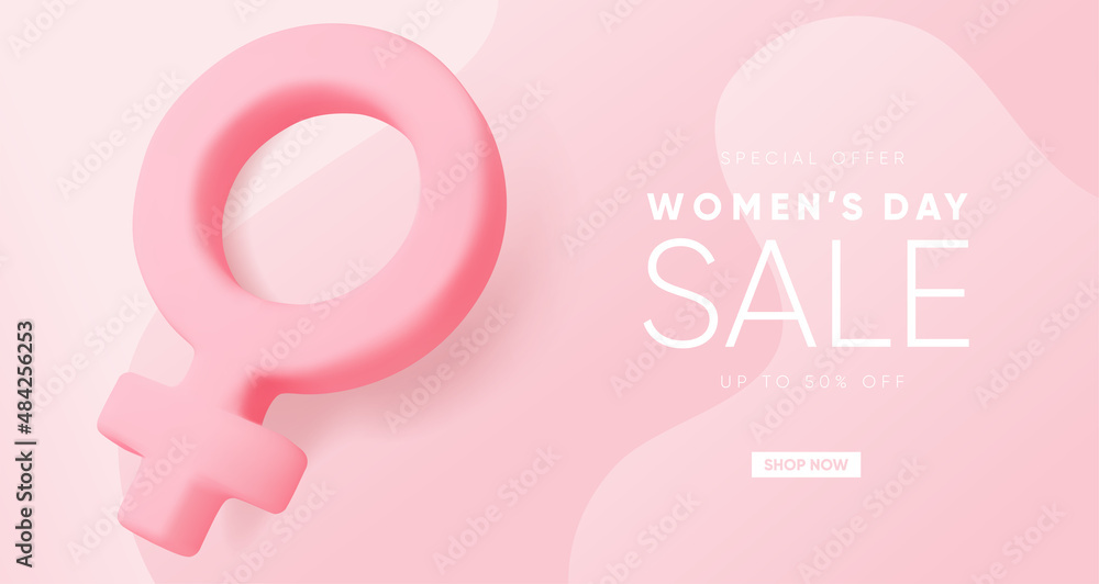 International Women's day banner design. 8 march background with 3d woman sign on pink background. International Women's day banner design. 8 march background with 3d woman sign on pink background.