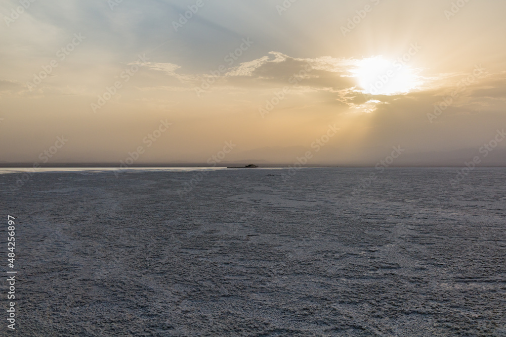 Obraz premium Evening at the salt flat in the Danakil depression, Ethiopia.