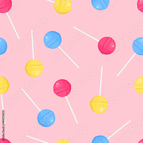 Multicolored round lollipops seamless pattern © DELYRICA